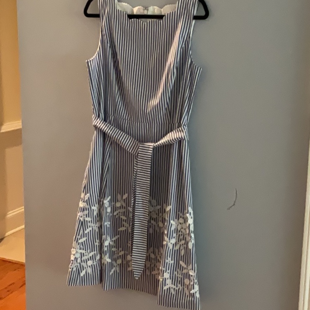 Talbots Blue and White Striped Midi Dress - Picture 4 of 8